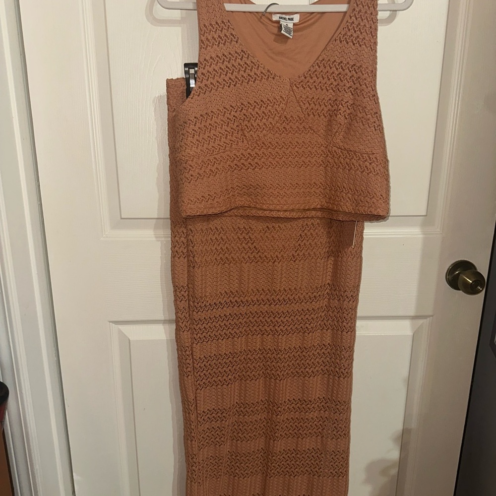 Rachel Paige Women's orange Skirt Set knit crochet beach summer XL NWT